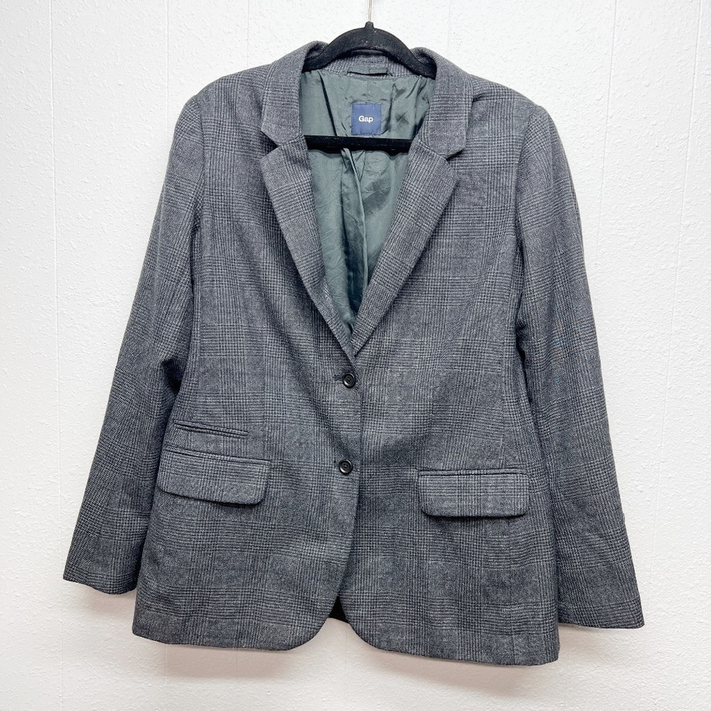 Gap Wool Blend Womens Blazer 10 Dark Academia Office Career Quiet Luxury Formal